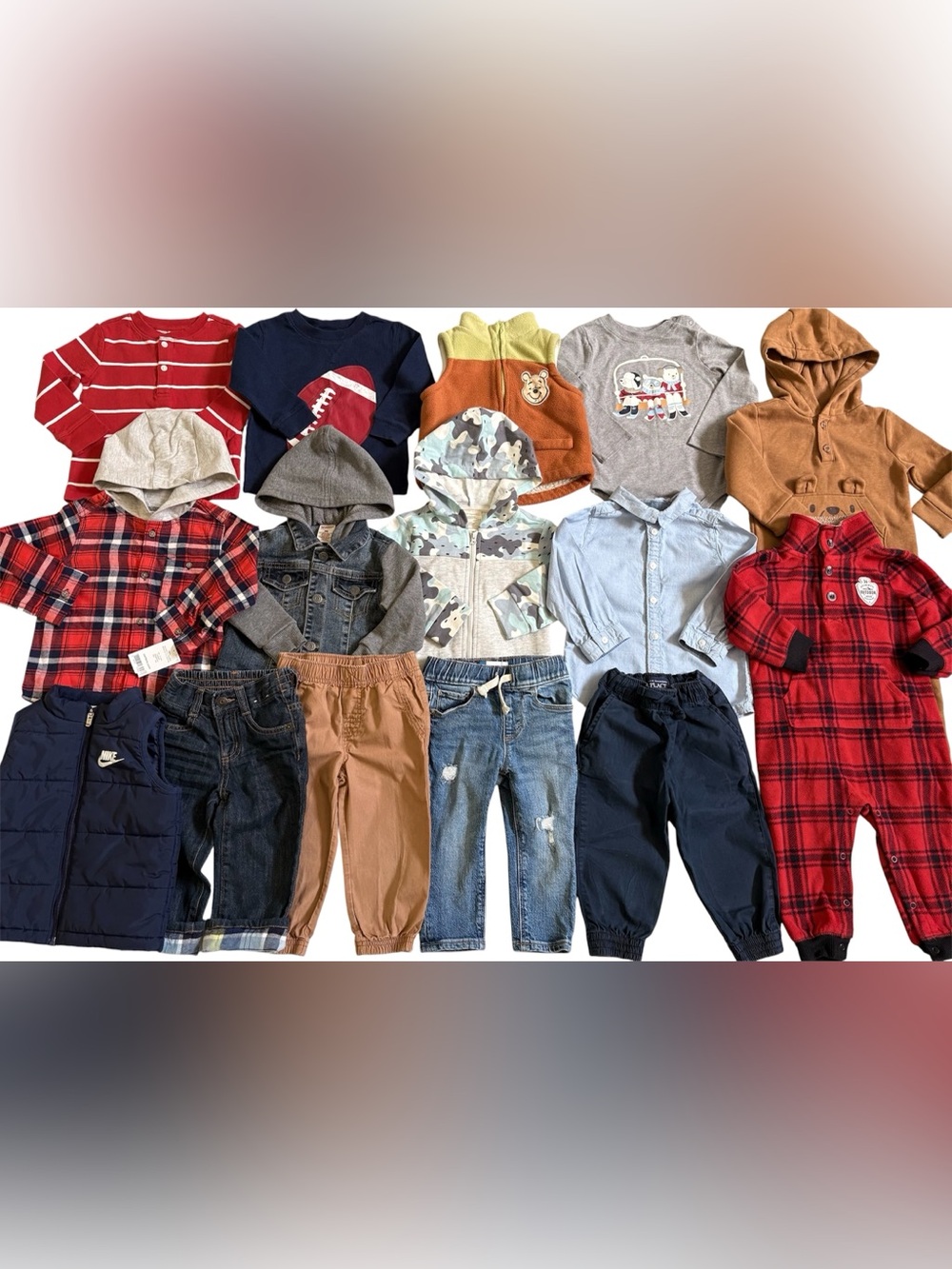 INFANT BOYS SIZE 12-18 MONTHS NIKE, JANIE AND JACK, CARTERS CLOTHING BUNDLE!